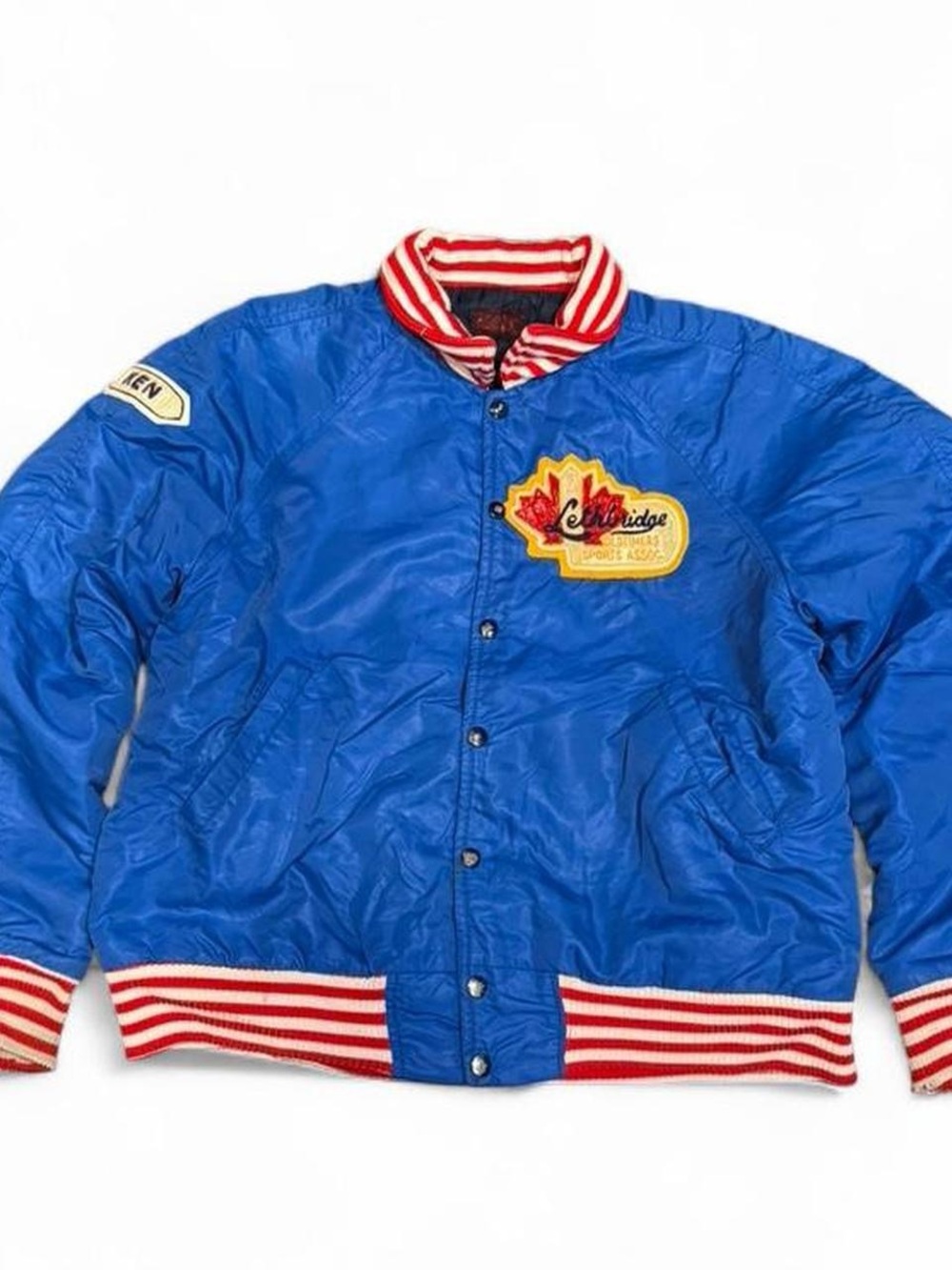 Vintage 80s Patched Blue Bomber Varsity Jacket